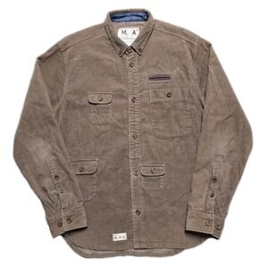 Marshall Artist Modern Tailoring Corduroy Utility Button Down Shirt Mens M Brown